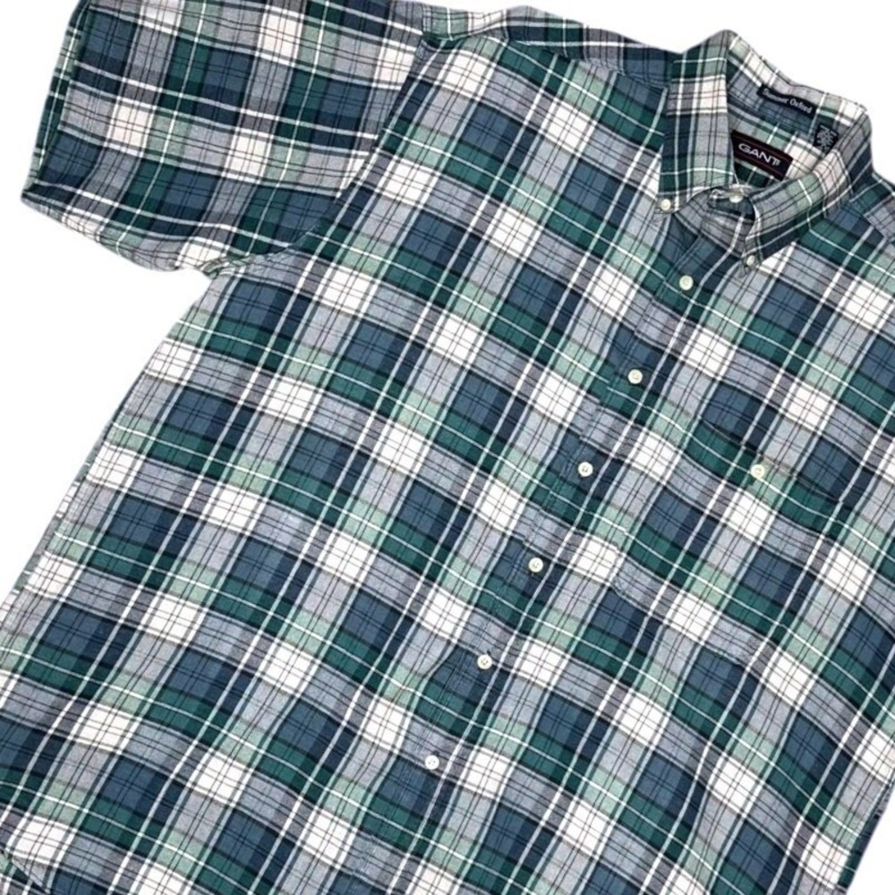 GANT Men's Short Sleeve Plaid Button Down Shirt Summer Oxford